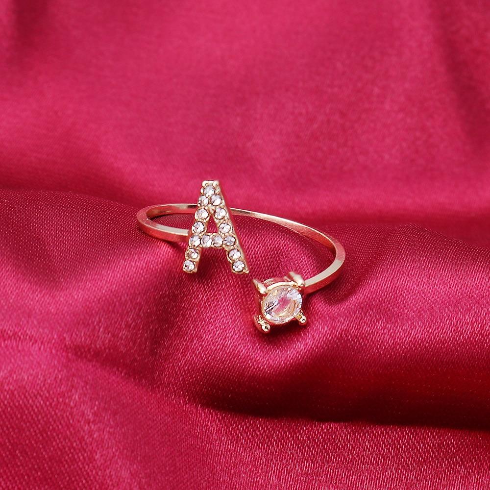 Letter Gold Color Metal Adjustable Opening Rings For Women Initials Name Alphabet Creative Finger Ring Trendy Party Jewelry
