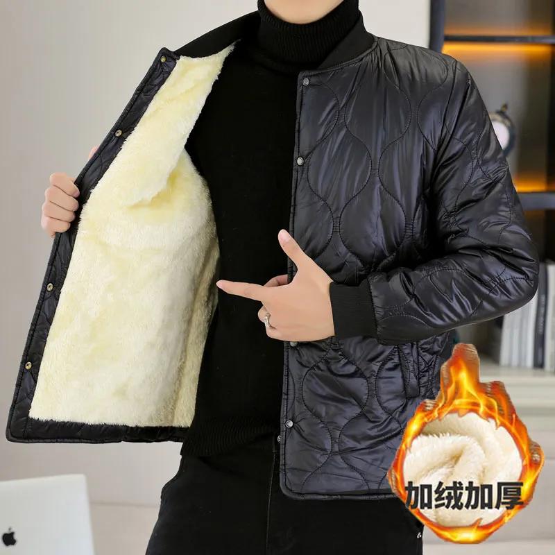 Мужское осенне-зимнее новое пальто из хлопка, утепленное плюшем, в корейском стиле, трендовое, универсальное, молодежное, повседневное, теплое