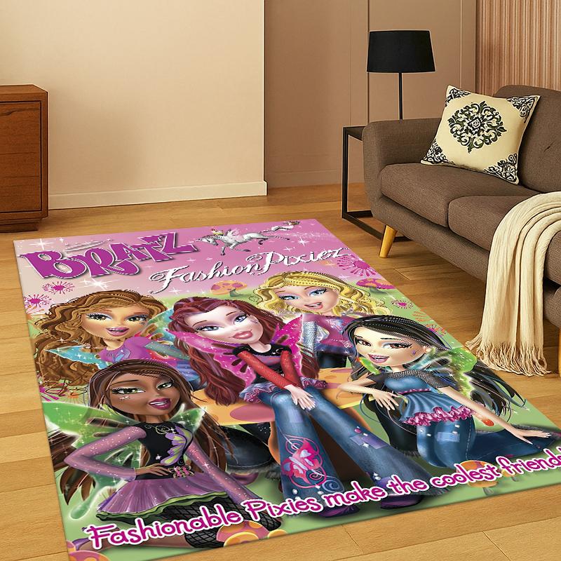 Мультяшная кукла Bratz Милая девочка Ковер для спальни Гостиной Дивана Игровой комнаты Придверный коврик Домашний декор, Детский игровой коврик Нескользящий