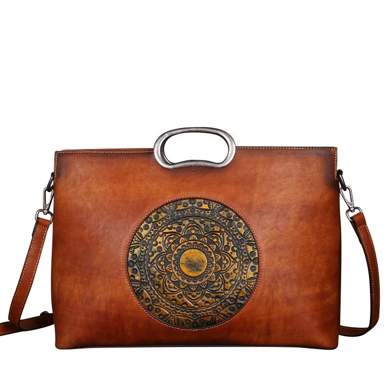 Клатч из натуральной кожи, винтажные сумки с тотемным тиснением, сумки через плечо для женщин, кошелек GZW