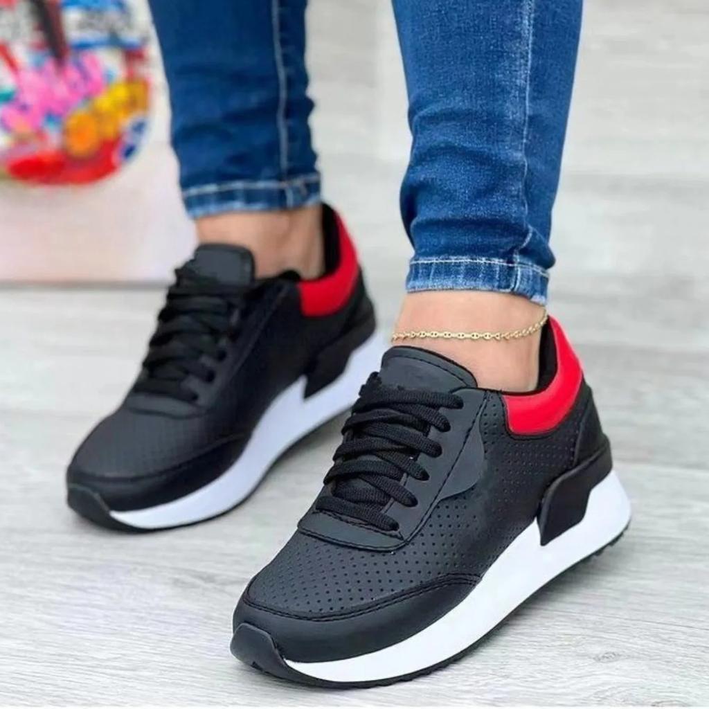 Women Sneakers Platform Shoes Leather Patchwork Casual Sport Shoes Ladies Outdoor Running Vulcanized Shoes Zapatillas Mujer