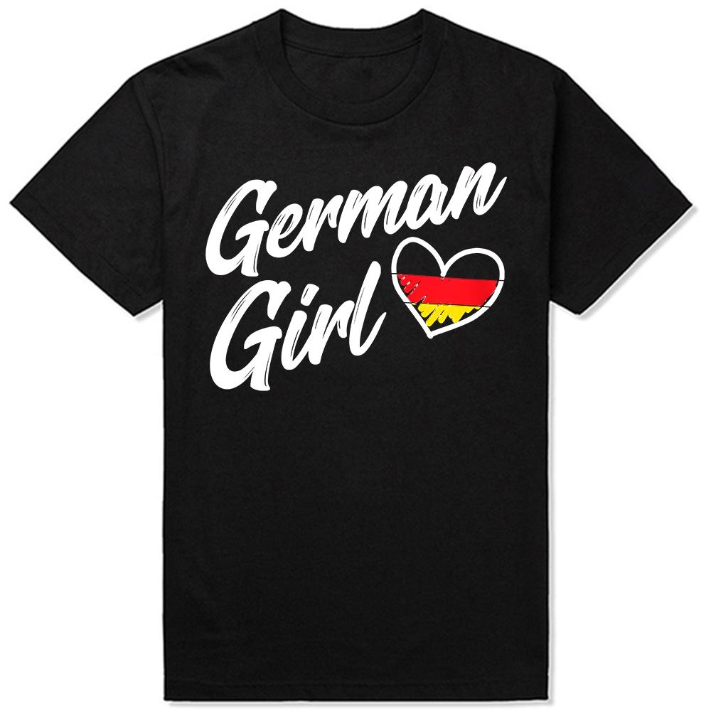 Смешная Германия Смешной Флаг Deutschland Немецкая Девушка Футболки Мужские Женские Мода Повседневная Футболка 100% Хлопок Свободная Оверсайз Футболка