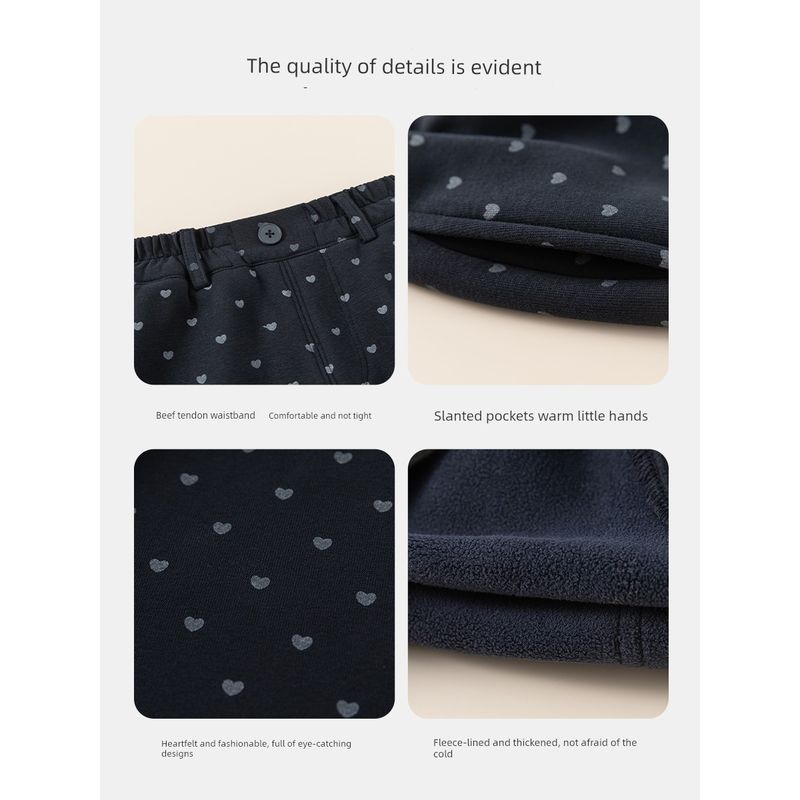 Insbobo Girls' Pants 2025 Winter New Thickened Casual Pants for Children, Stylish Autumn and Winter Long Pants for Babies