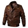Men's Large Size Leather Jacket Spring and Autumn Casual Washed PU Leather Jacket Motorcycle Jacket Trend