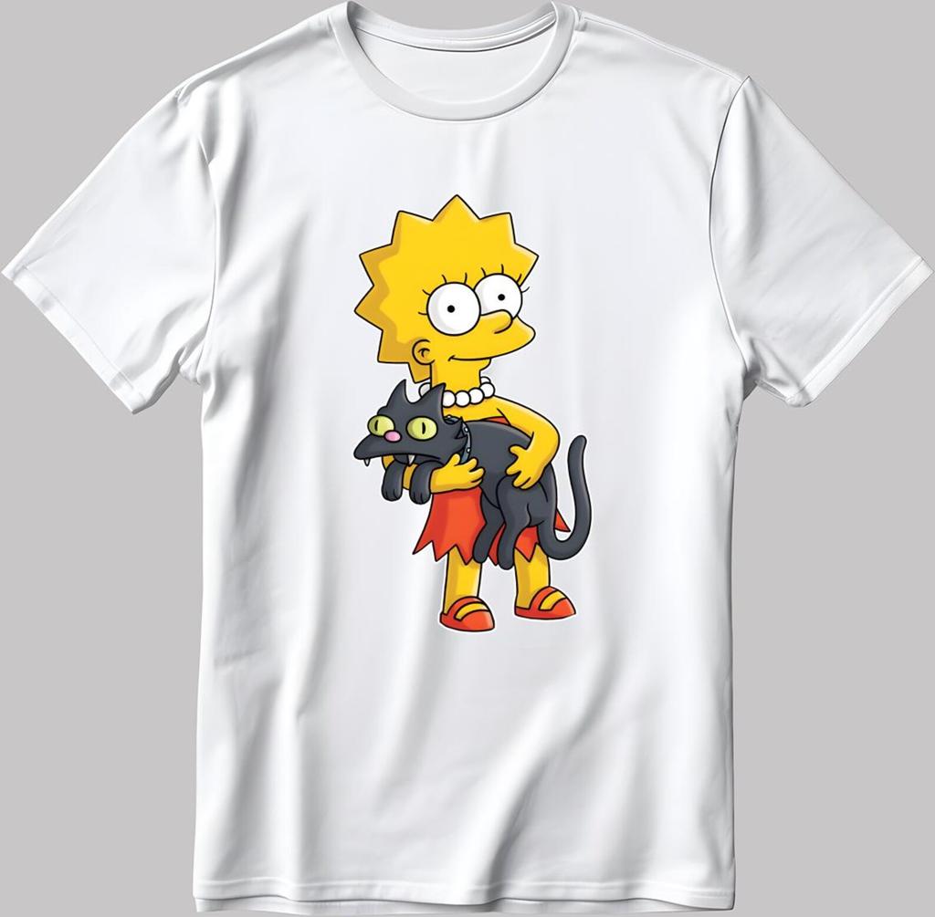 The Simpsons Lisa Simpson Short Sleeve White-Black Men's / Women's T-Shirt P309