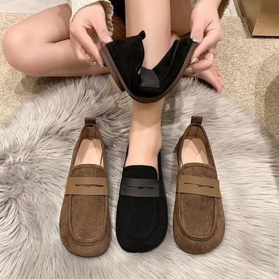 Широкие полные ноги беременные женщины нескользящие туфли Дуду женские весенне-осенние летние 2025 новые для улицы кожаные ленивые одинарные туфли на одном педале