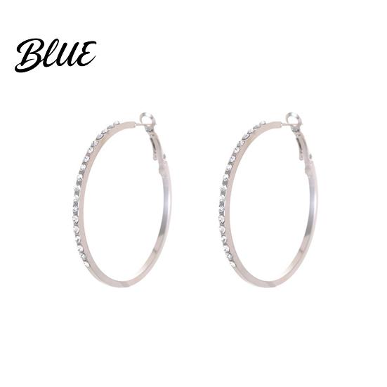 Party Earrings Large Rhinestone Hoop for Women Big Cubic Zirconia