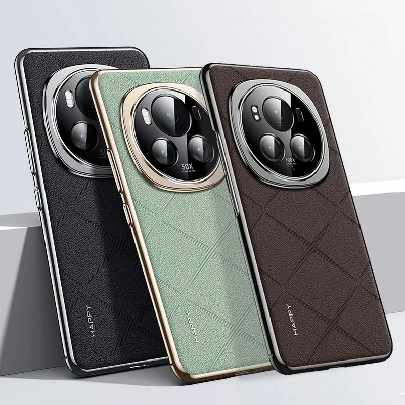 Premium Grid Texture Plain Leather Case For Honor Magic7 Pro 6RSR 6Pro High-end Metal Independent Button Camera Protection Cover