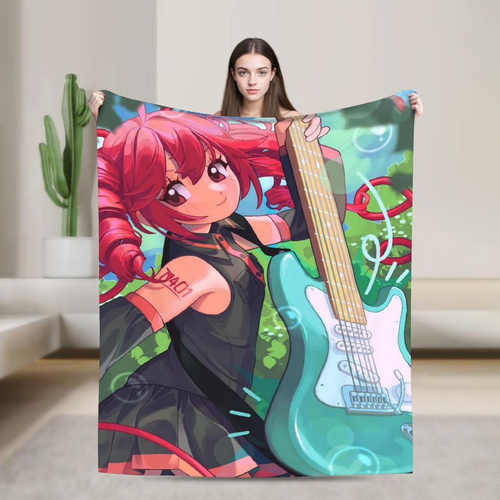 Soft Blanket Camping Teto Kasane Chibi Cartoon Anime Throw Blanket Flannel Bedspread For Home Decor Aesthetic Sofa Bed Cover