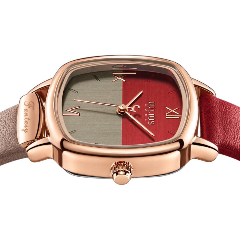 Julius Watch JA-1240 Square face double color face and strap New Design Women's Cute Tiny Watch Fancy Watch