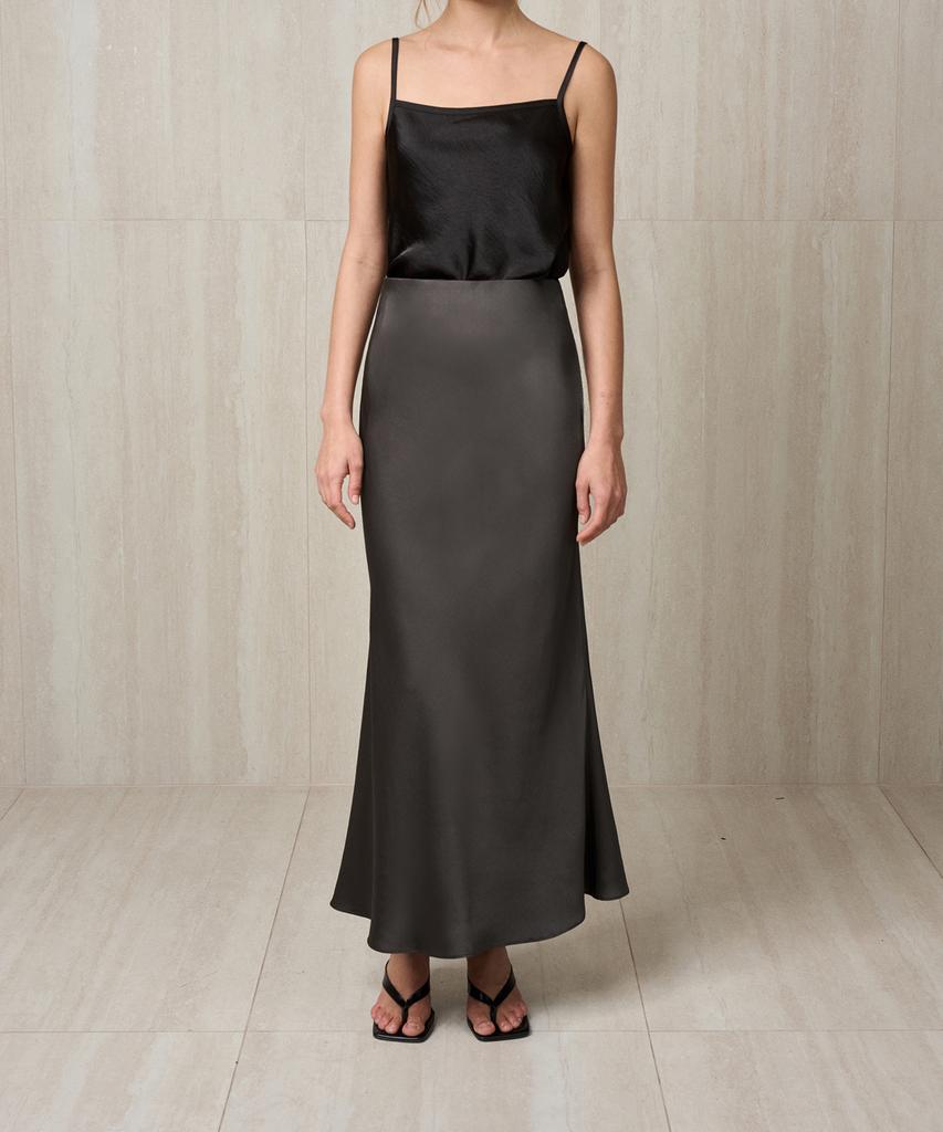 Rie Satin Maxi Skirt Sepia