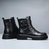 Элегантные простые мужские кожаные ботинки на платформе с высоким верхом и квадратным носком, британские ботинки «Челси» для мужчин, официальная деловая обувь класса люкс, осень