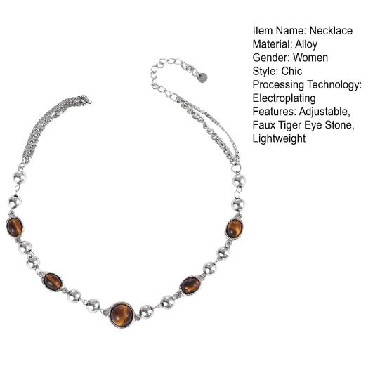 Женское ожерелье из бисера с тигром, регулируемый глаз, камень, декор, искусственная длина, зажим для омара, колье