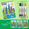 Spiral Bound Drawing Album Trace-By-Groove Guided Coloring Book, Clear Artistic Printing with 20 Decorative And Painting Set for Teens Scenes