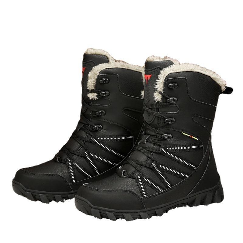 Осенне-зимние новые высокие ботинки мужские зимние ботинки флисовые кожаные ботинки походная обувь инструментальная обувь повседневная обувь
