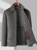 Men's Double-Faced Wool Jacket with Detachable Duck Down Liner and Turn-Down Collar