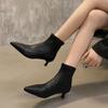 Fashion Women Ankle Boots Autumn Winter Short Plush Pointed Toe Ladies Elegant Chelsea Pumps Shoes Thin High Heel Leisure Short Boots