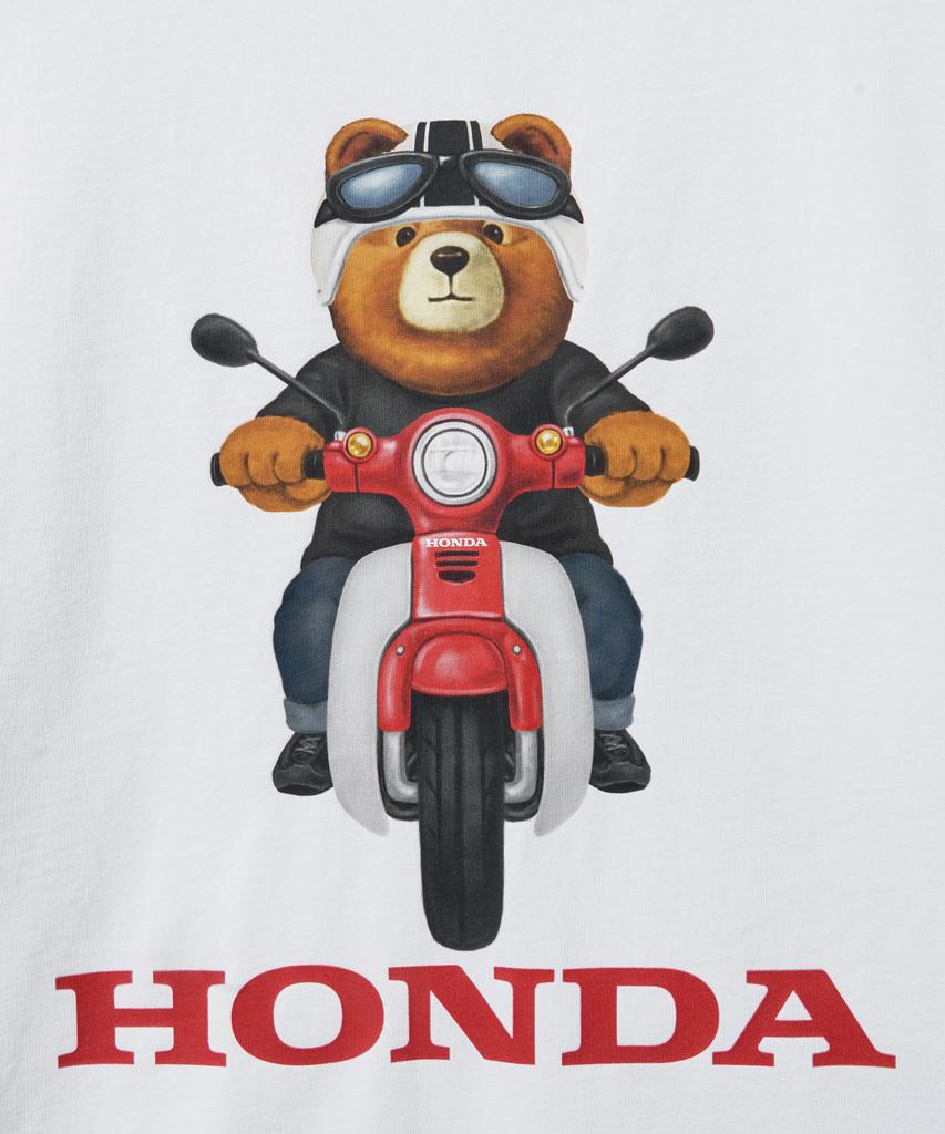 PHYPS MOTORCYCLE Super Cub Ride Bear Short Sleeve White