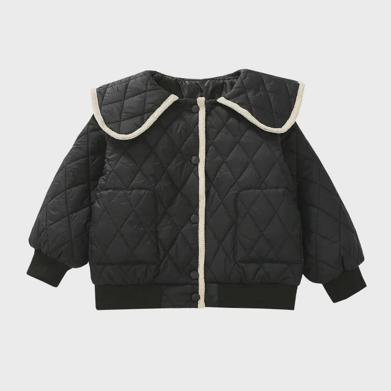 2024 Girls' Stylish Quilted Jacket: Versatile, Lightweight Autumn/Winter Cotton Coat