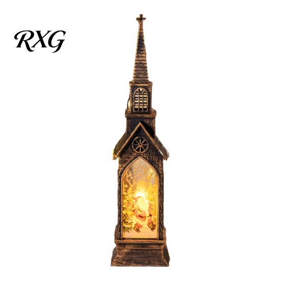 Safe Flameless Night Light Christmas House Lantern Light, Glowing LED Tabletop Decor with Cottage Holiday Home Decoration Scene, Candle Lamp