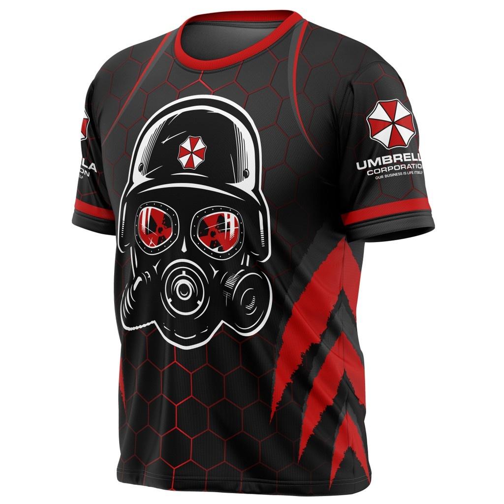 Обитель зла: Футболка в тематике Umbrella Corps с противогазом Уникальная одежда, вдохновленная играми и хоррором Футболка