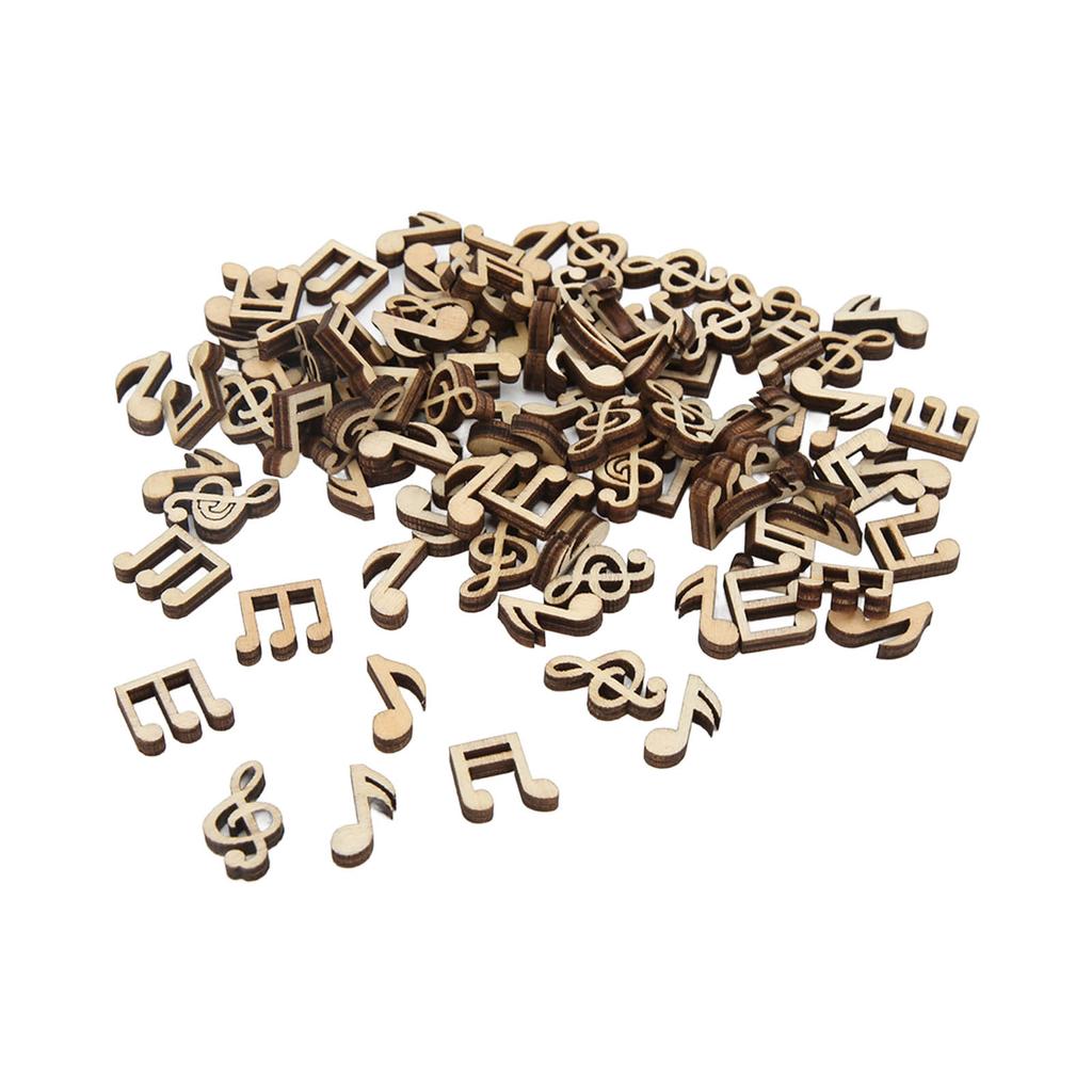 100Pcs Music Notes Wooden Cutouts Unfinished Durable Sturdy Polishing Fashion Vintage Musical Note Wood Pieces