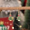 New Christmas Drip Oil Stud Earrings: Red & Green Tree, Snowman, Boots, Bells – Cute Cartoon Jewelry