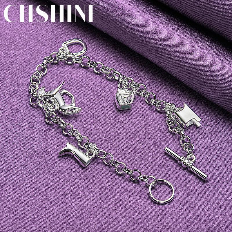 CHSHINE 925 Sterling Silver Horse/Boots/Horseshoe Pendant Bracelet For Women Wedding Party Fashion Charm Jewelry