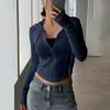 Женское укороченное вязаное худи облегающего кроя - Спортивный повседневный топ