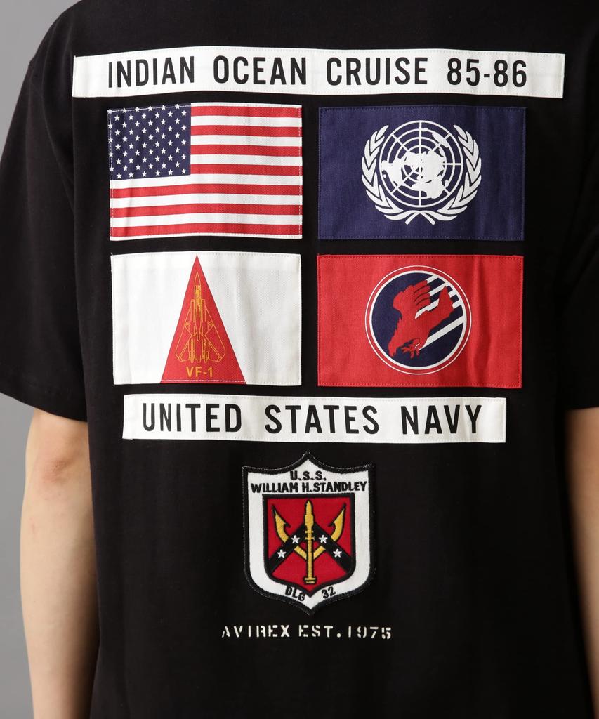 AVIREX TOP GUN SHEETING PATCH T-SHIRT men's XL 010 black 783-3934012