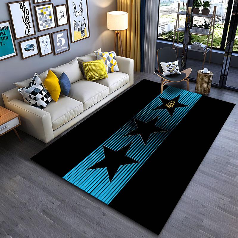 Blue Striped Stars Carpet suitable as a non-slip mat for the living room or bedroom sofa