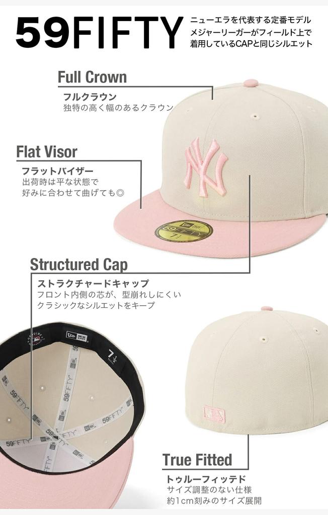 New Era Кепка 59FIFTY NY Каменный Розовый Румяный 2Тона MLB Нью-Йорк Янкис 7 70905975 NER34C2456 5/8