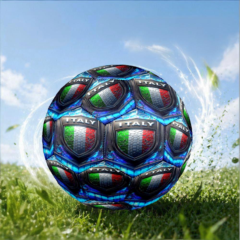 Italy Football Crest Size 5 Soccer Ball,Indoor/Outdoor Suitable for Training Matches Tournaments Practice Games Perfect Gift for Fan
