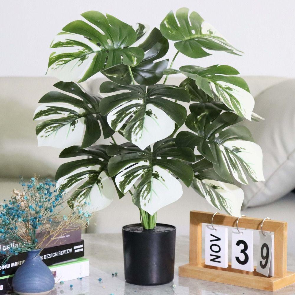 9-24 вилки искусственные тропические пальмовые ветви большие искусственные черепахи задний лист домашний садовый декор