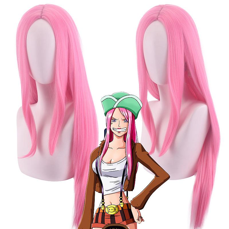 Long Straight Pink Anime One Piece Character of Jewelry Bonney Cosplay Wig for Women Heat Resistant Synthetic Hair Wigs