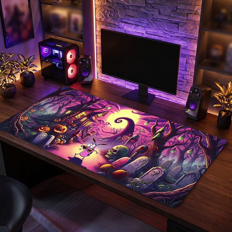 Big Mouse PadCourage the Cowardly Dog Extended Soft Desk Mat Gaming Office Computer Table Decor Mat