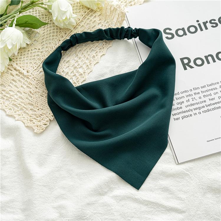 Summer Women Solid Color Head Scarf Vintage Triangle Bandanas Chiffon Elastic Hairbands Children Girl Headbands Hair Accessories