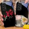 Цветущие розовые розы для Samsung Galaxy S10 S20 Plus S21 FE S22 S23 S24 FE S25 Ultra Черный чехол для телефона из закаленного стекла Жесткий чехол