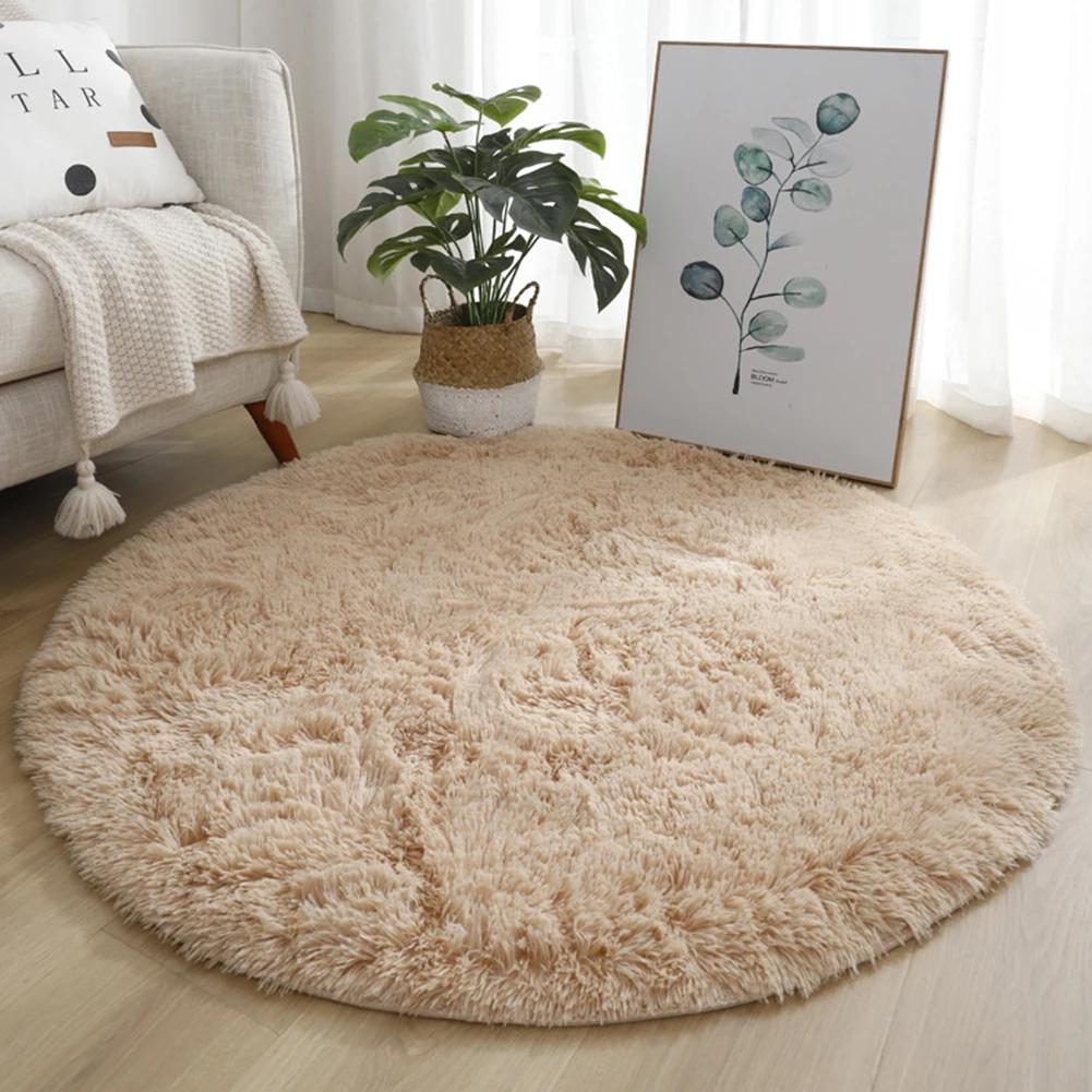 Soft Round Carpet Rug For Bedrooms Living Room Study Tent Solid Color Floor Car Thick Soft Plush Anti Slip Carpet Children Rug