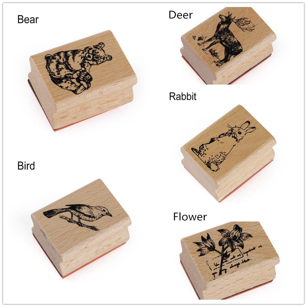 New Stamping For Letters Diary Wooden Rubber Stamps Animal Stamps DIY Craft Scrapbooking