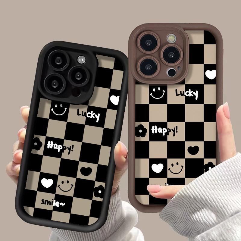 Чехол Love smiley face подходит для мобильного телефона iphone17promax 14Pro противоударный 13/12 с мелкими отверстиями матовый 15 мягкий чехол