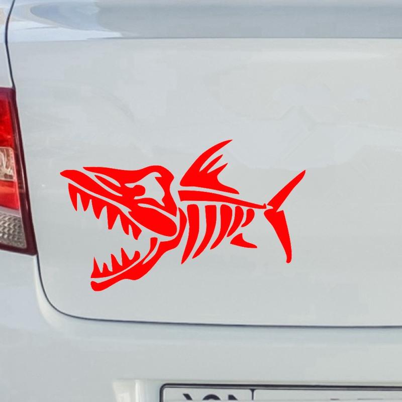 Tri Mishki HZX1515 Shark Bone Car Sticker Vinyl Decals Reflective Fishing Boat Sticker On Car Motorcycle Truck Bumper Windshield