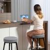 Set of Two Faux Leather Bar Stools - Grey/Black
