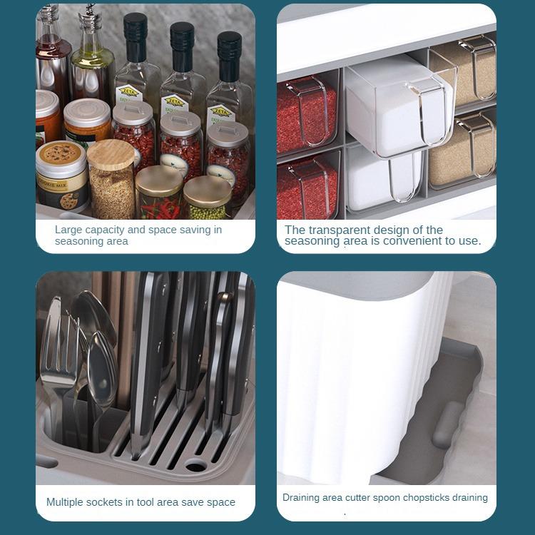 Кухонный ящик для хранения, комбинированный набор, многофункциональная коробка для специй, пластиковая полка для ножей, ящик для хранения, полка