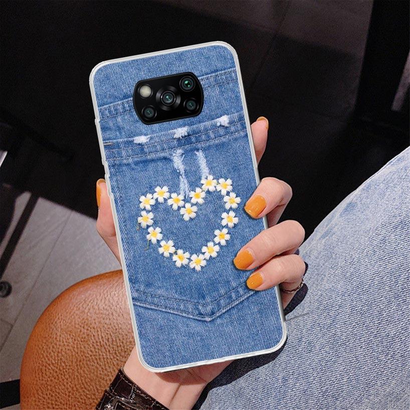 Jeans Cowboy Denim Printed Phnoe Case for Xiaomi Poco X5 X6 X7 Pro X4 Gt F7 Ultra M8 M7 Redmi 15C 15 13C 13 12C 12 Unique Cover