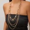 Imitation Pearl Beaded Long Necklaces Multi-layered Sexy Hot Girl Metallic Clavicle Chain Necklace Banquet Aesthetic Jewelry Accessories