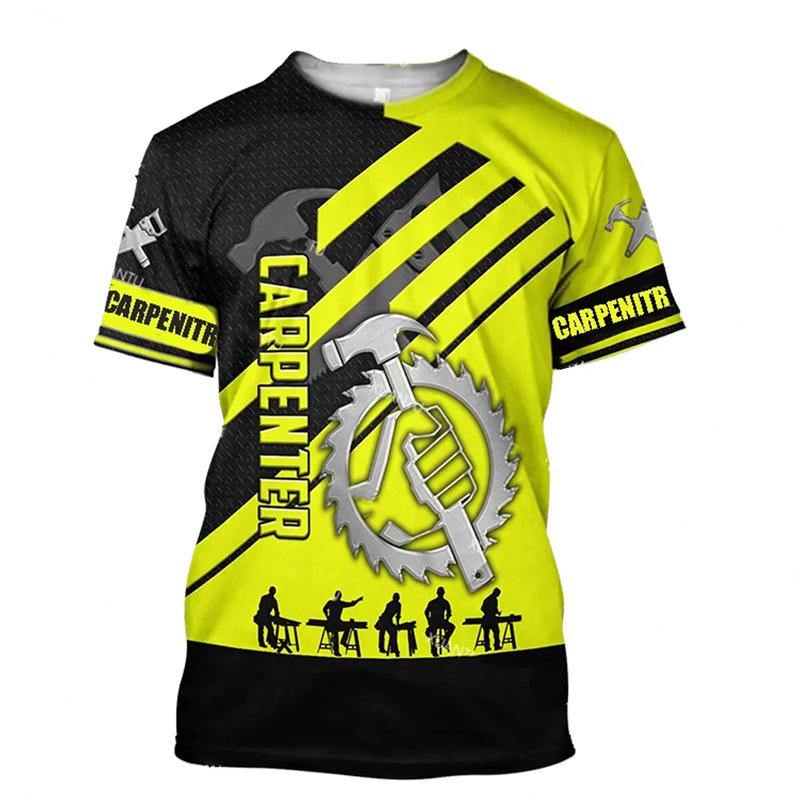 Футболка мужская плотник рабочий короткий рукав круглый вырез дышащая футболка 3d принт графические инструменты Harajuku повседневная рабочая одежда футболки