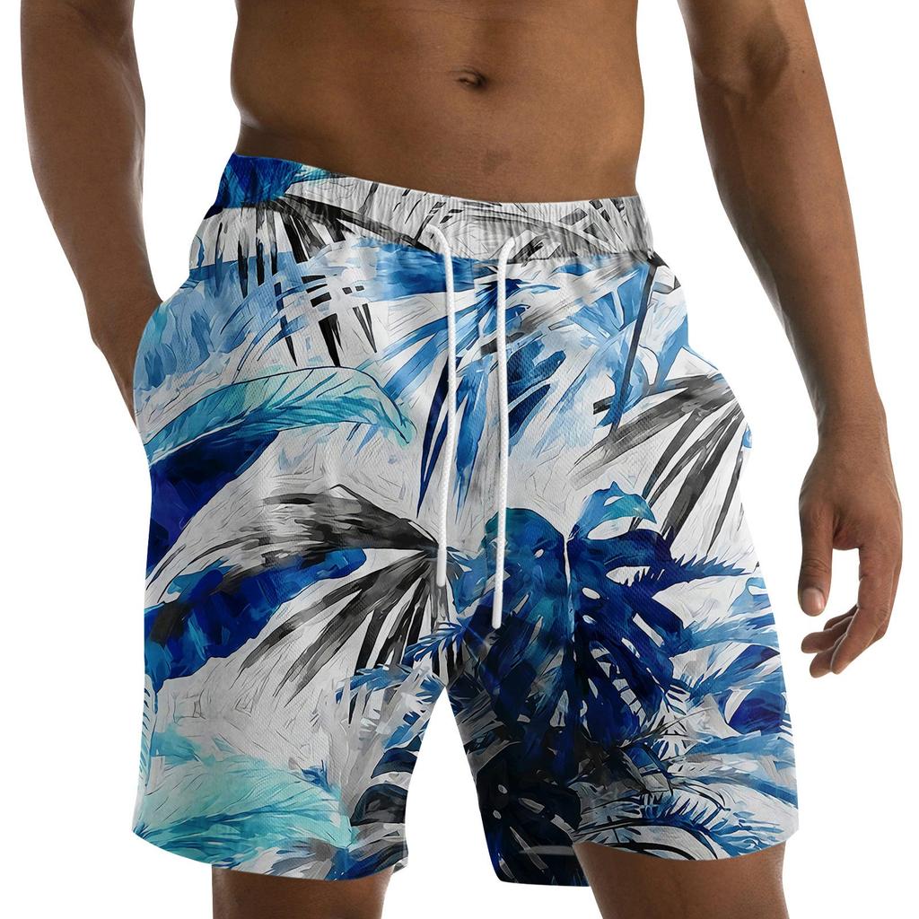 Men's Fashion Printed Strapped Hawaiian Beach Fit Sport Casual Shorts Pants
