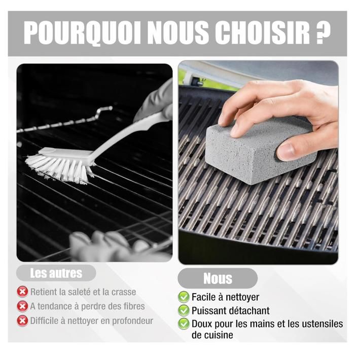 8 Pcs Pierres Nettoyage Grille Barbecue, 10×7×4 cm Pierre Abrasive Crepiere, Nettoyage Pierre à Nettoyer Réutilisable, Pierres Ponce