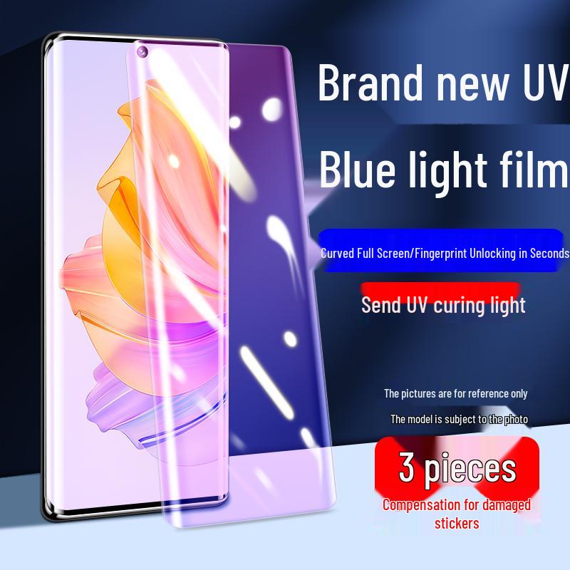 Защитное стекло для экрана Honor 80/80 Pro, Полное покрытие, УФ-клей, Защита от падений